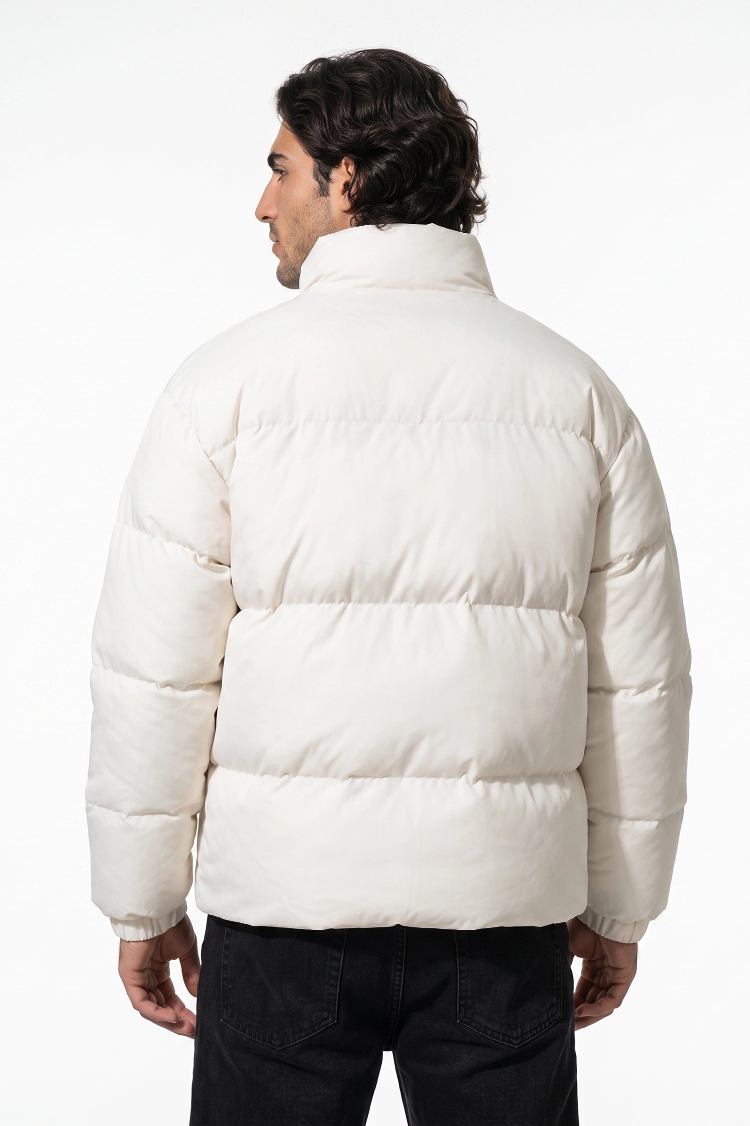 Men's Winter Warm Fleece Lined Puffer Jacket with Stand Collar