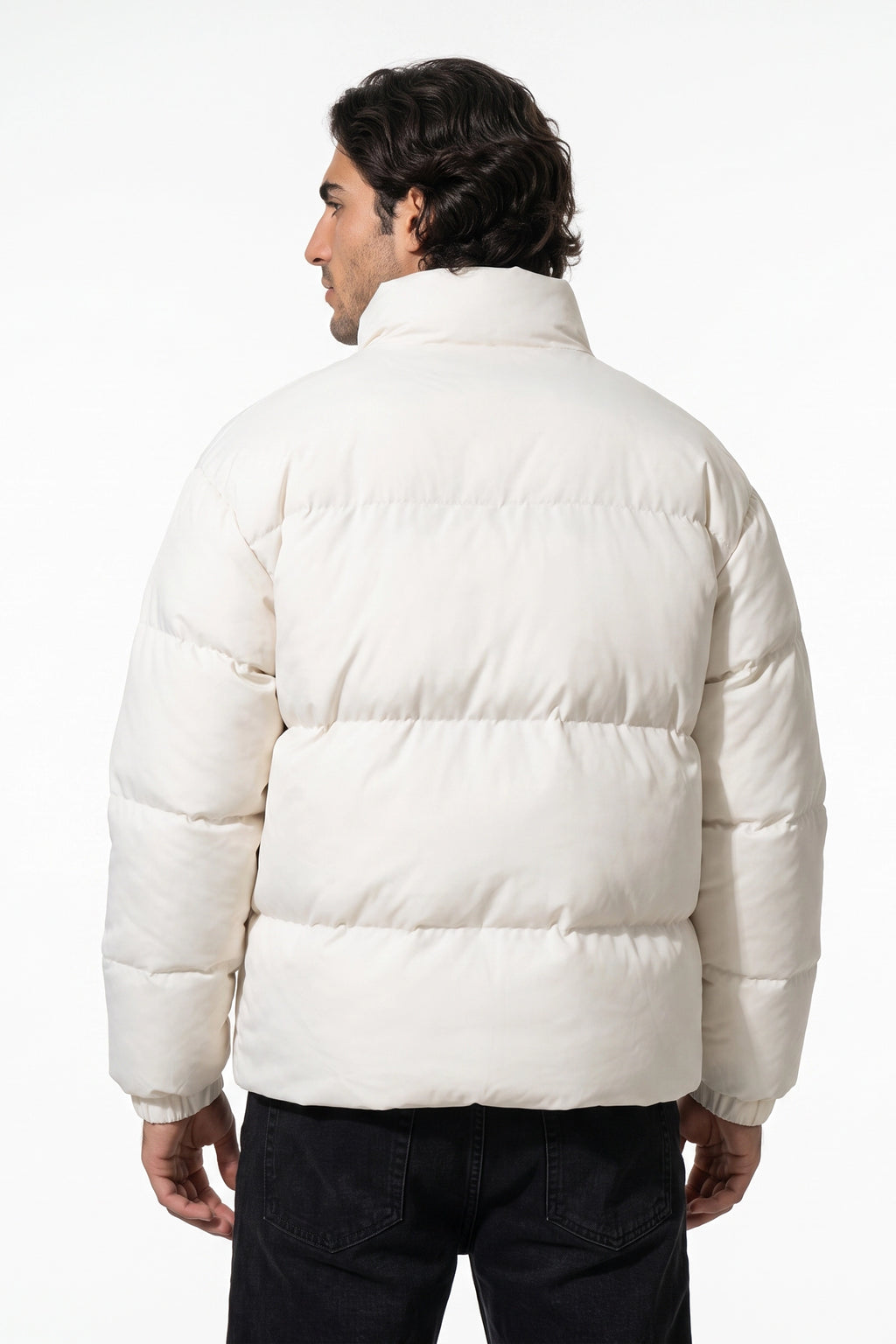 Men's Winter Warm Fleece Lined Puffer Jacket with Stand Collar