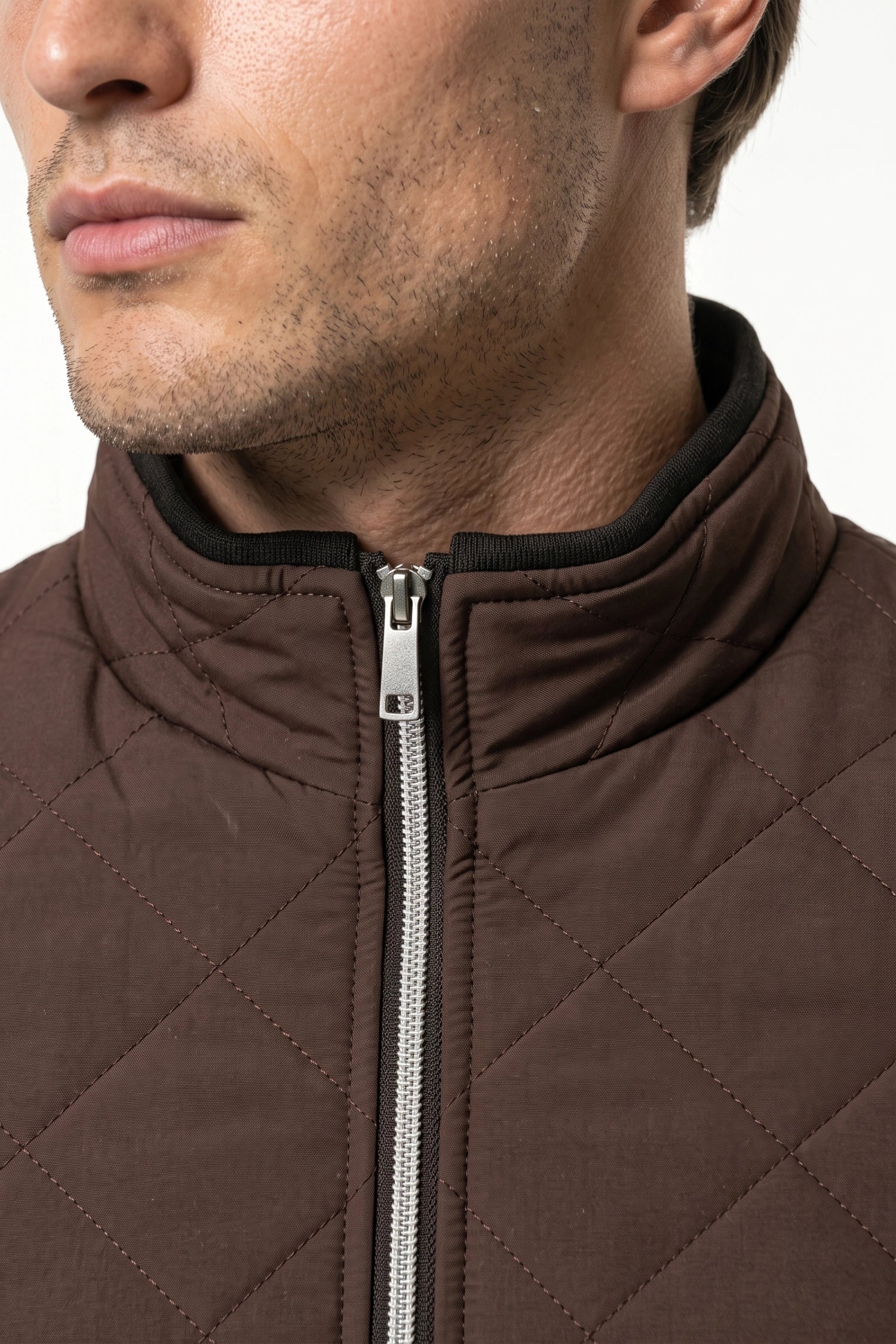 Men's Winter Warm Fleece Lined Quilted Jacket with Stand Collar