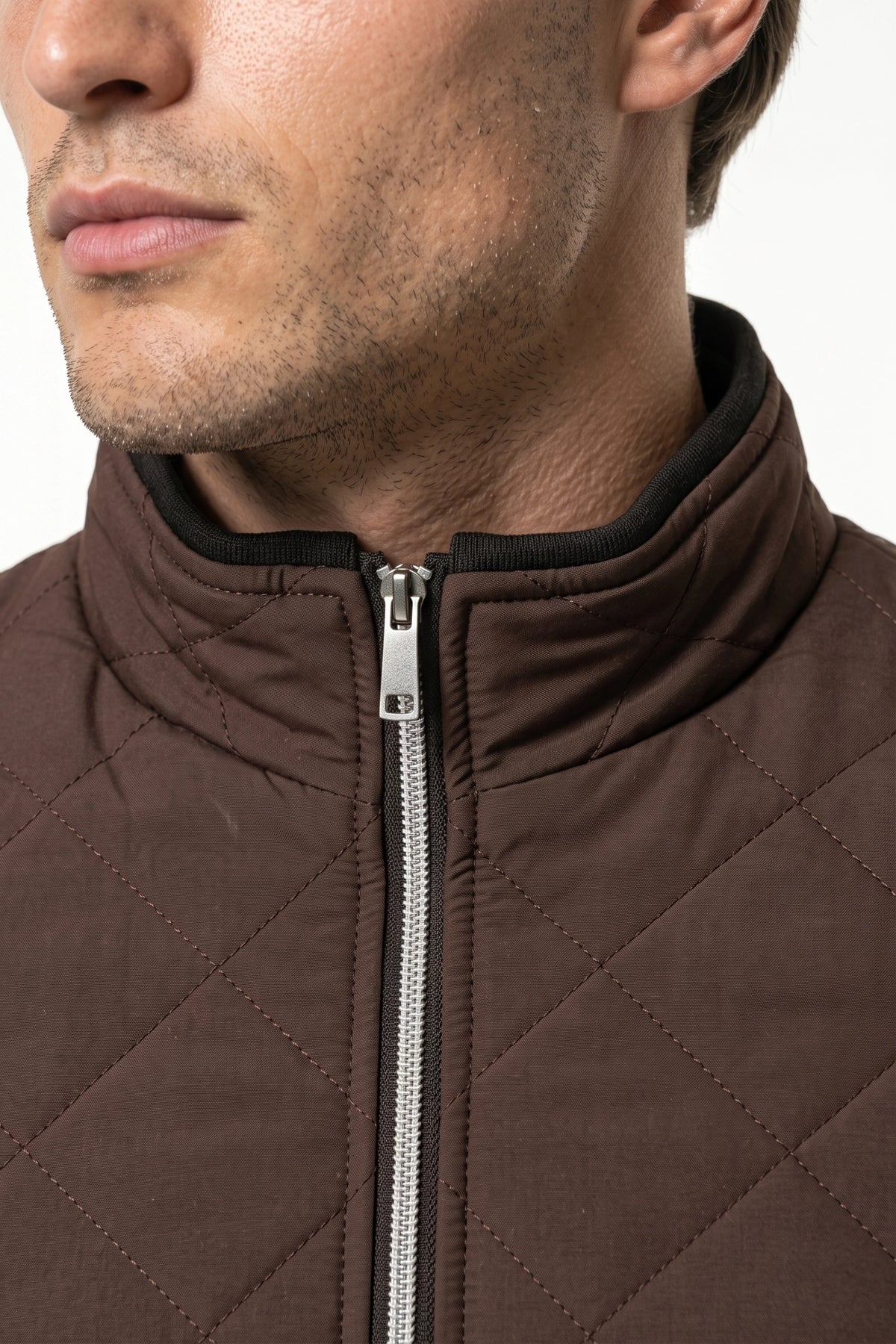 Men's Winter Warm Fleece Lined Quilted Jacket with Stand Collar