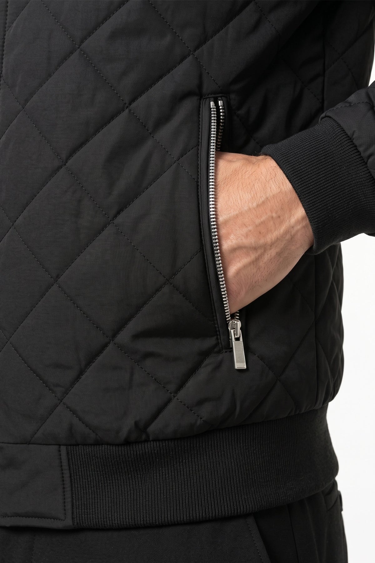 Men's Winter Warm Fleece Lined Quilted Jacket with Stand Collar