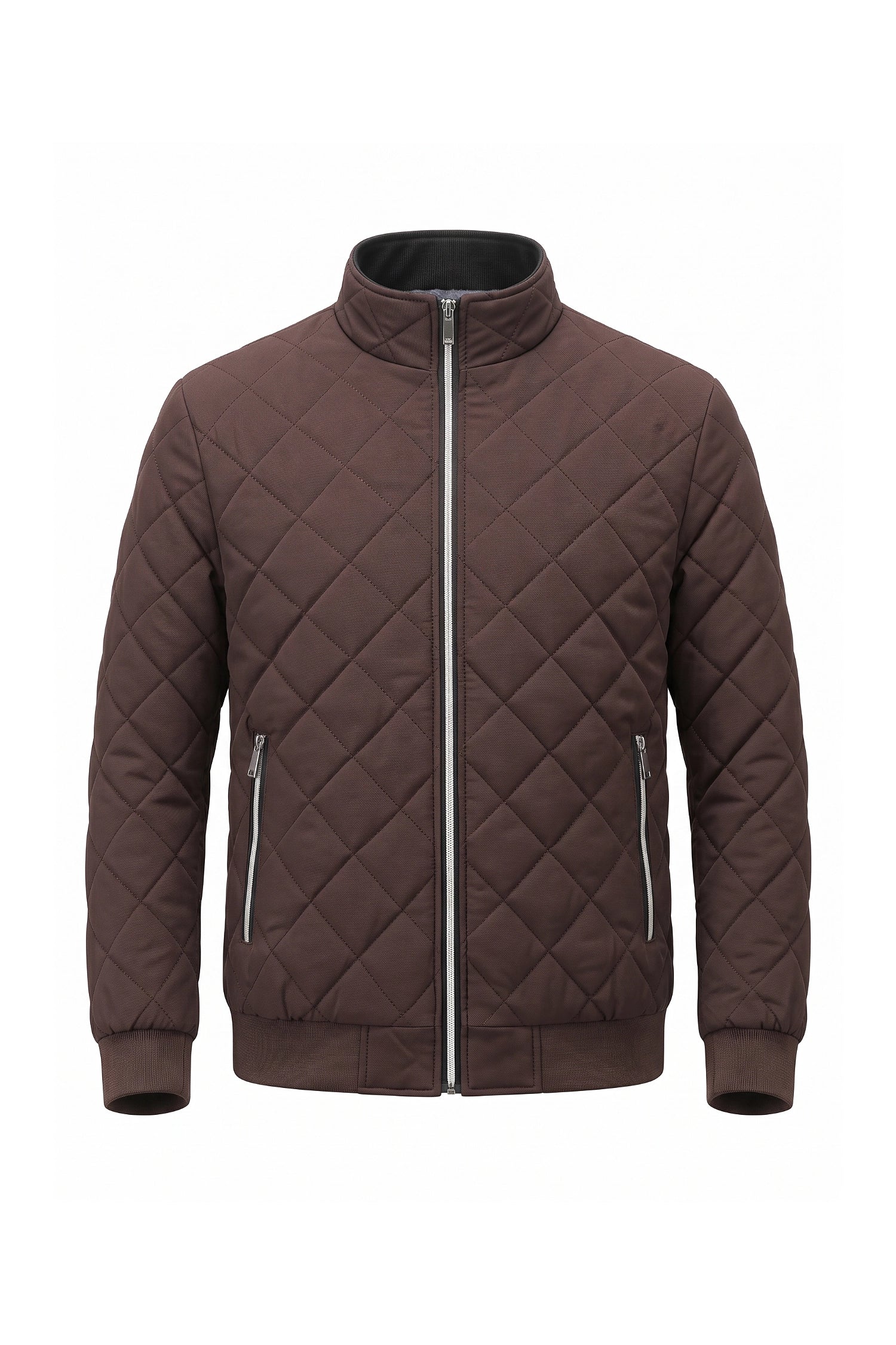 Men's Winter Warm Fleece Lined Quilted Jacket with Stand Collar