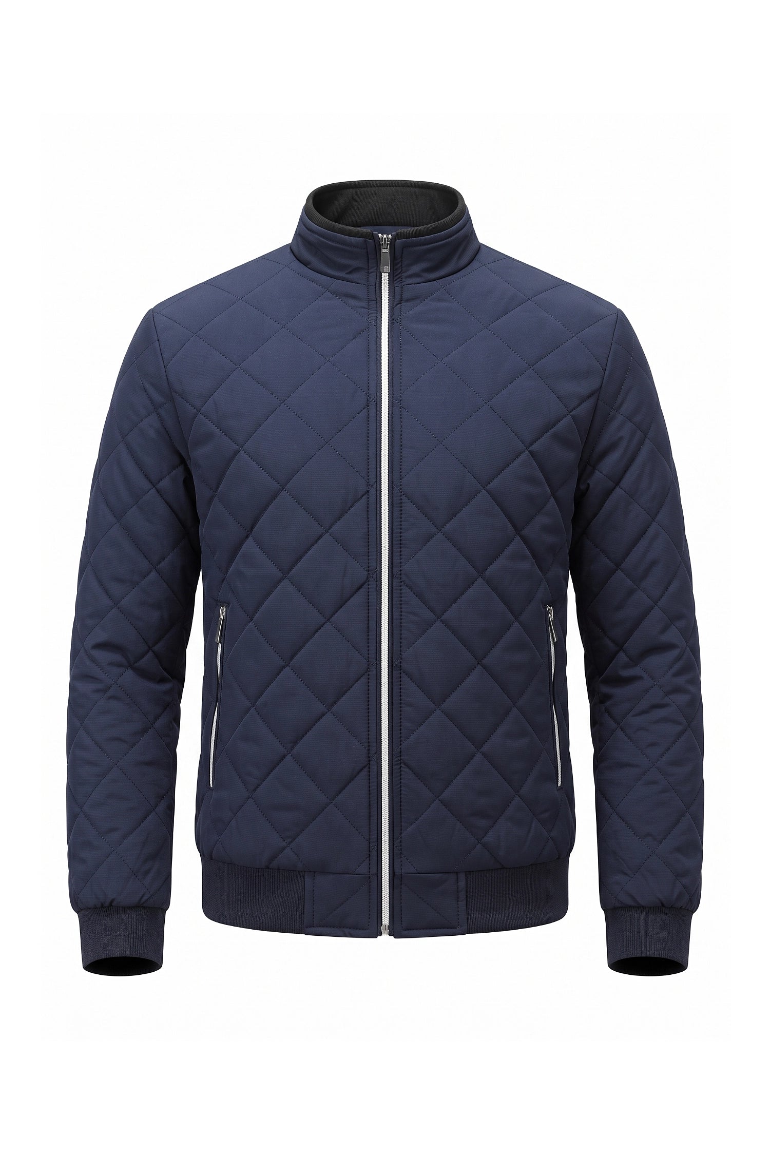 Men's Winter Warm Fleece Lined Quilted Jacket with Stand Collar