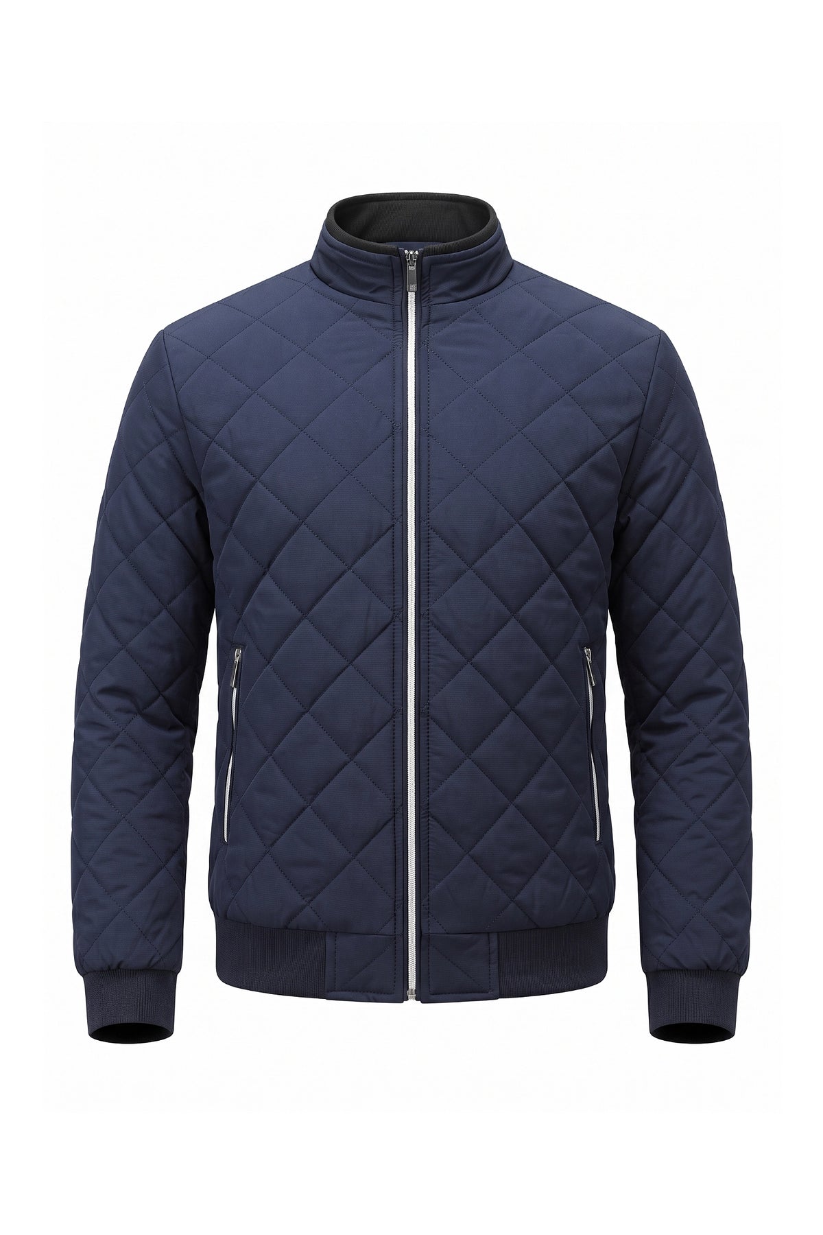 Men's Winter Warm Fleece Lined Quilted Jacket with Stand Collar