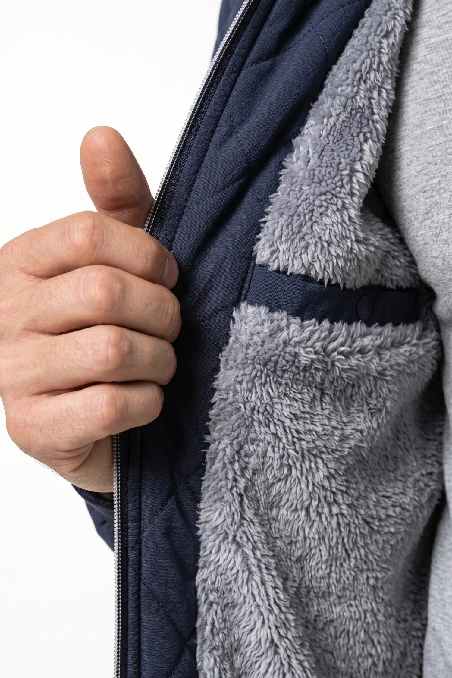 Men's Winter Warm Fleece Lined Quilted Jacket with Stand Collar