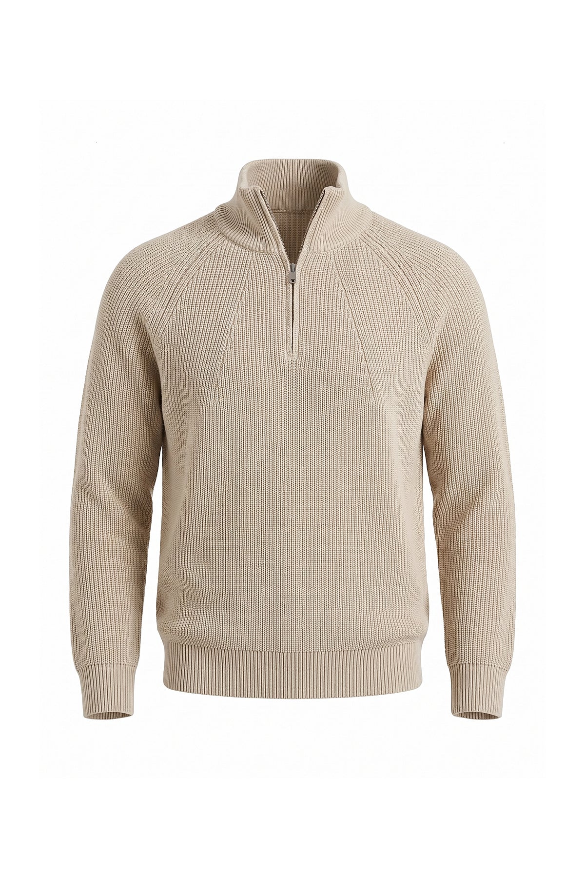 Men’s Winter Warm Ribbed Quarter Zip Knit Jumper