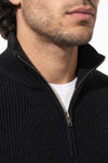 Men’s Winter Warm Ribbed Quarter Zip Knit Jumper