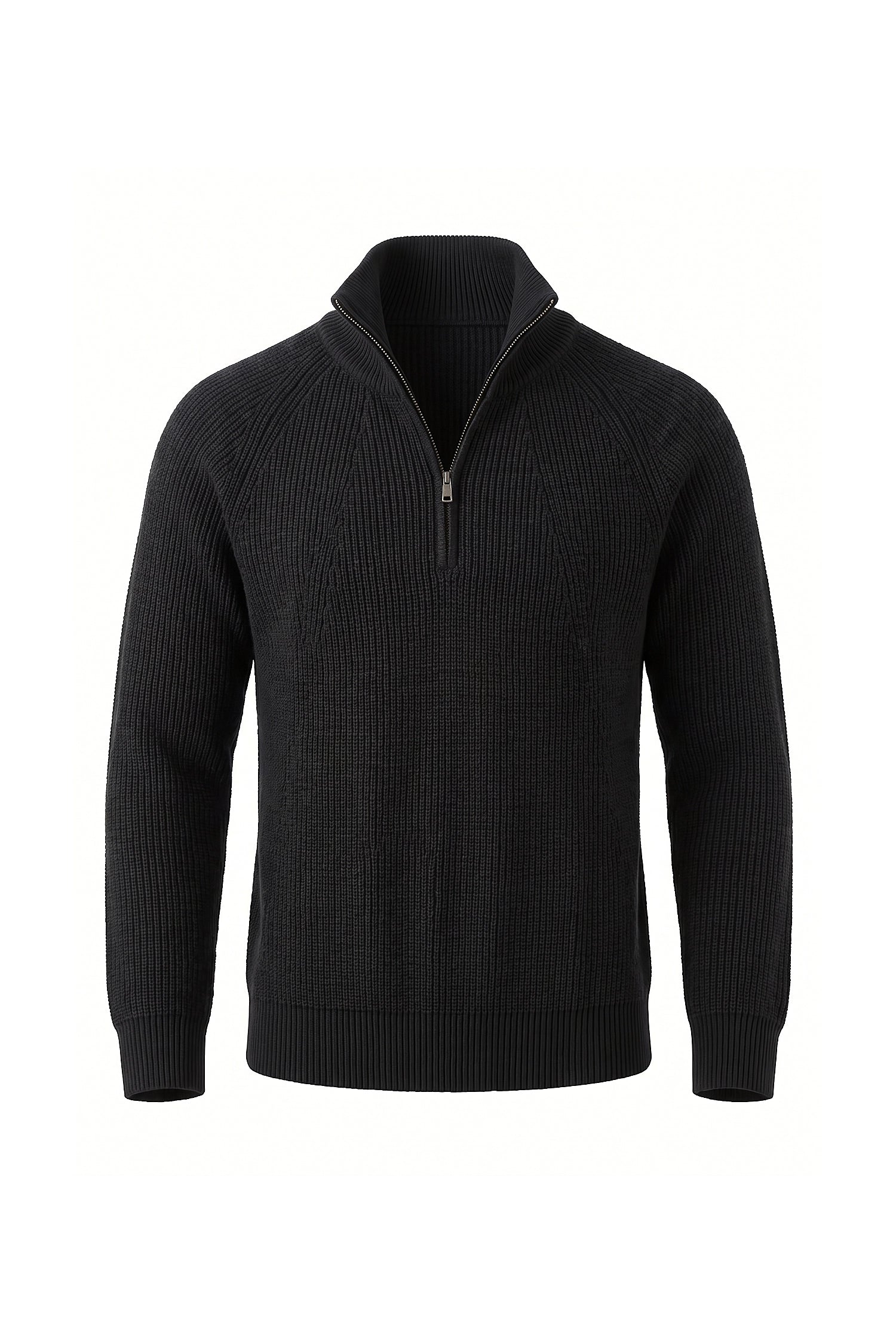 Men’s Winter Warm Ribbed Quarter Zip Knit Jumper