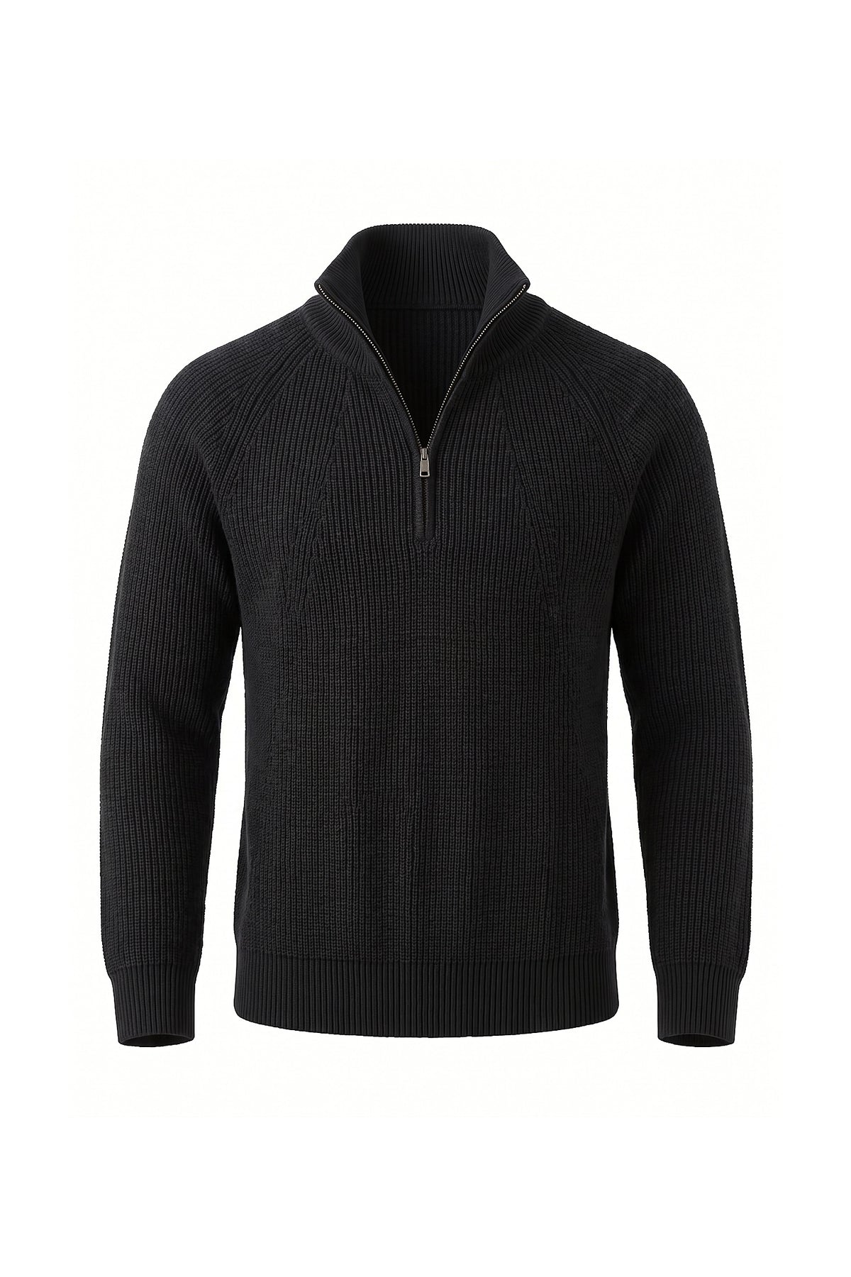 Men’s Winter Warm Ribbed Quarter Zip Knit Jumper