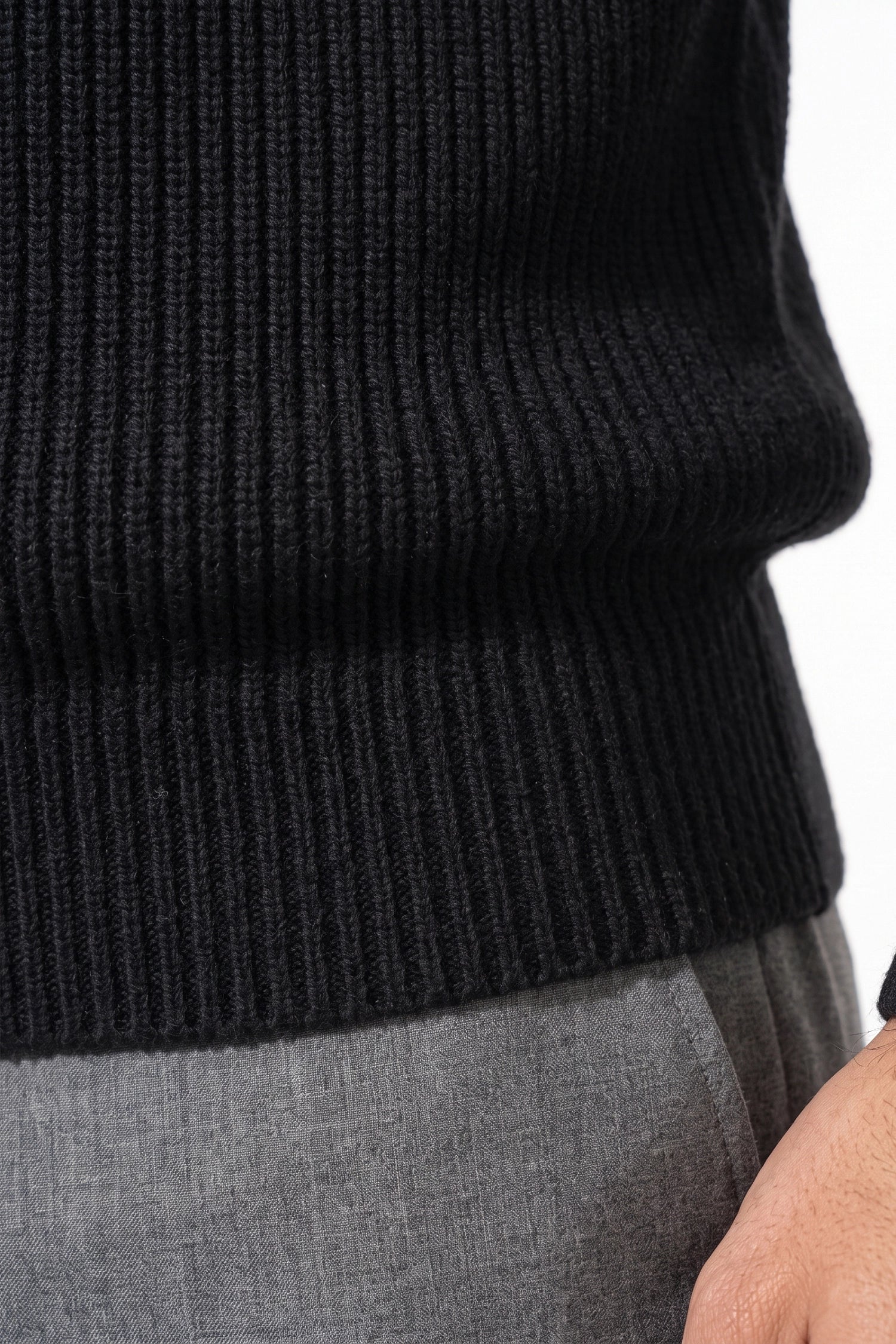 Men's Winter Rib Knit Quarter Zip Jumper with Stand Collar