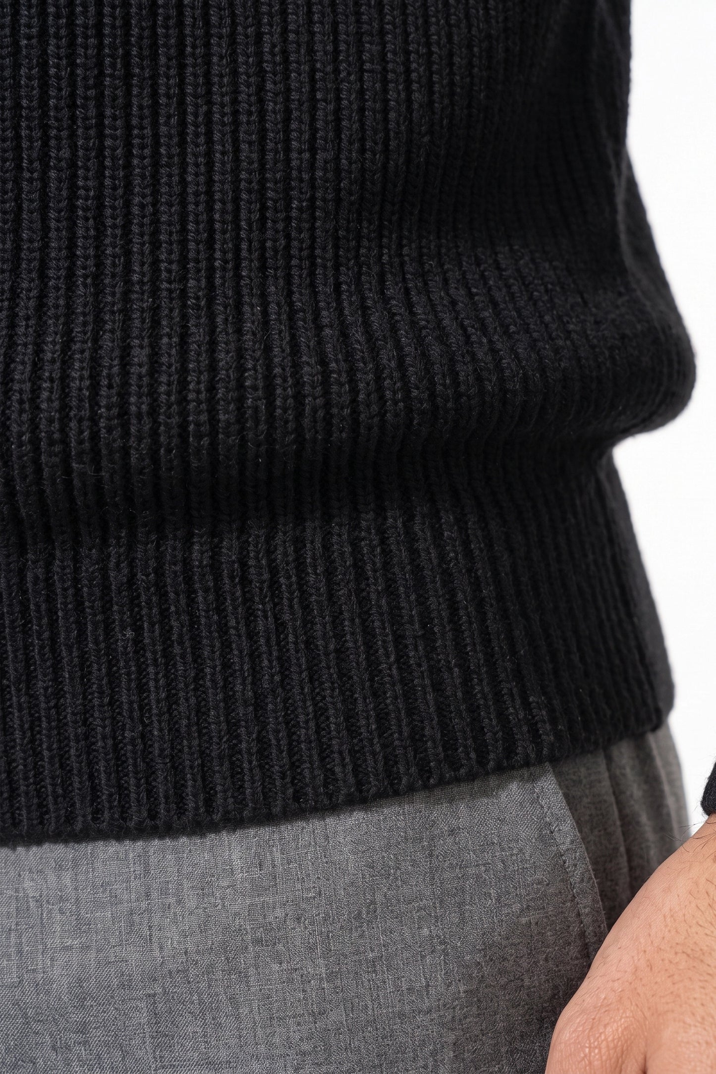 Men's Winter Rib Knit Quarter Zip Jumper with Stand Collar