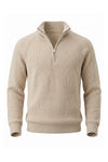 Men's Winter Rib Knit Quarter Zip Jumper with Stand Collar