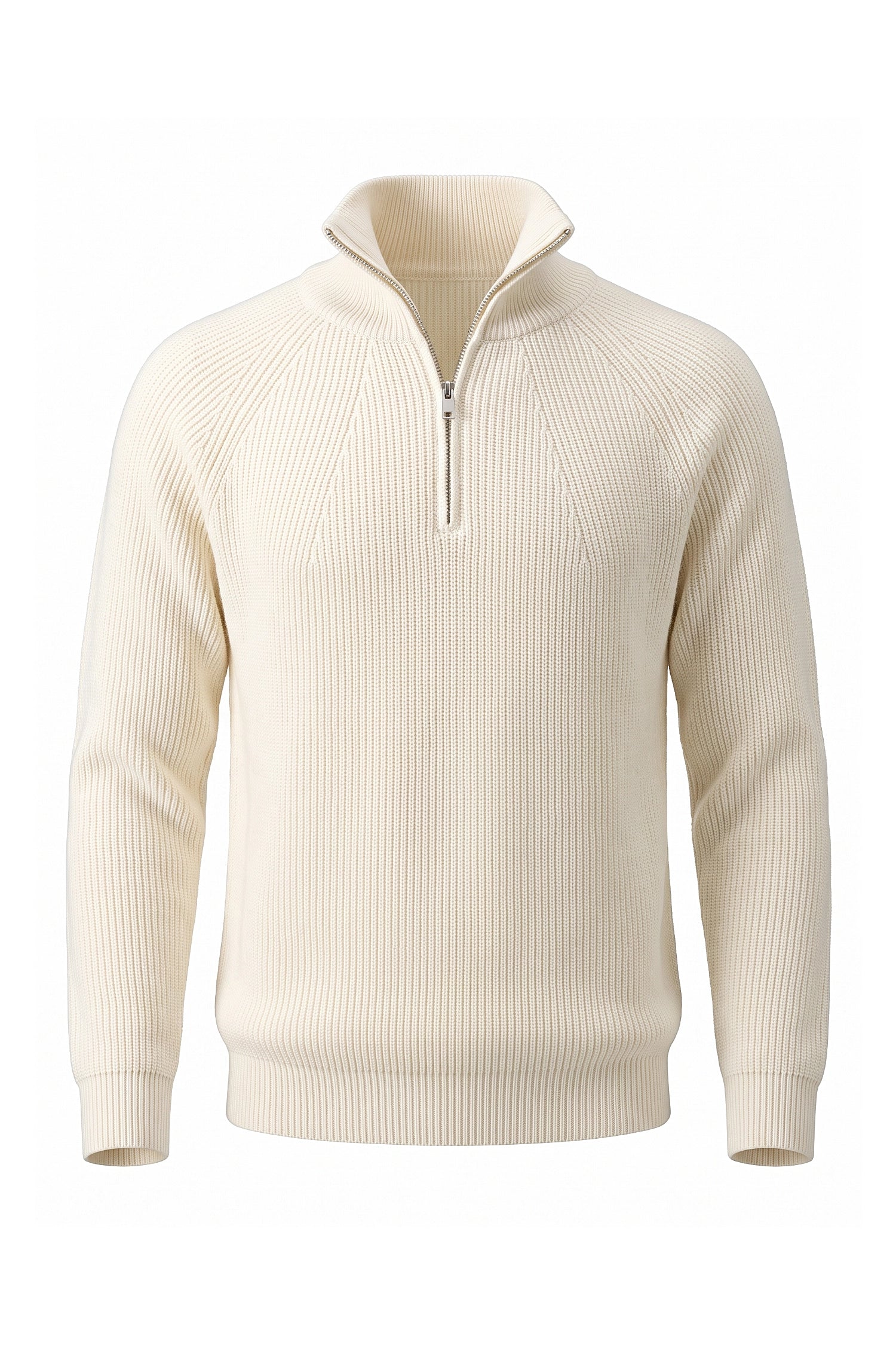 Men's Winter Rib Knit Quarter Zip Jumper with Stand Collar