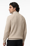 Men's Winter Rib Knit Quarter Zip Jumper with Stand Collar