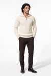 Men's Winter Rib Knit Quarter Zip Jumper with Stand Collar