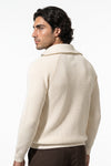 Men's Winter Rib Knit Quarter Zip Jumper with Stand Collar