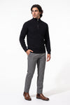 Men's Winter Rib Knit Quarter Zip Jumper with Stand Collar