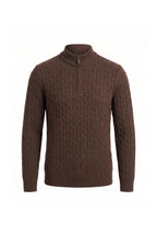 Men’s Winter Warm Quarter Zip Cable Knitted Jumper
