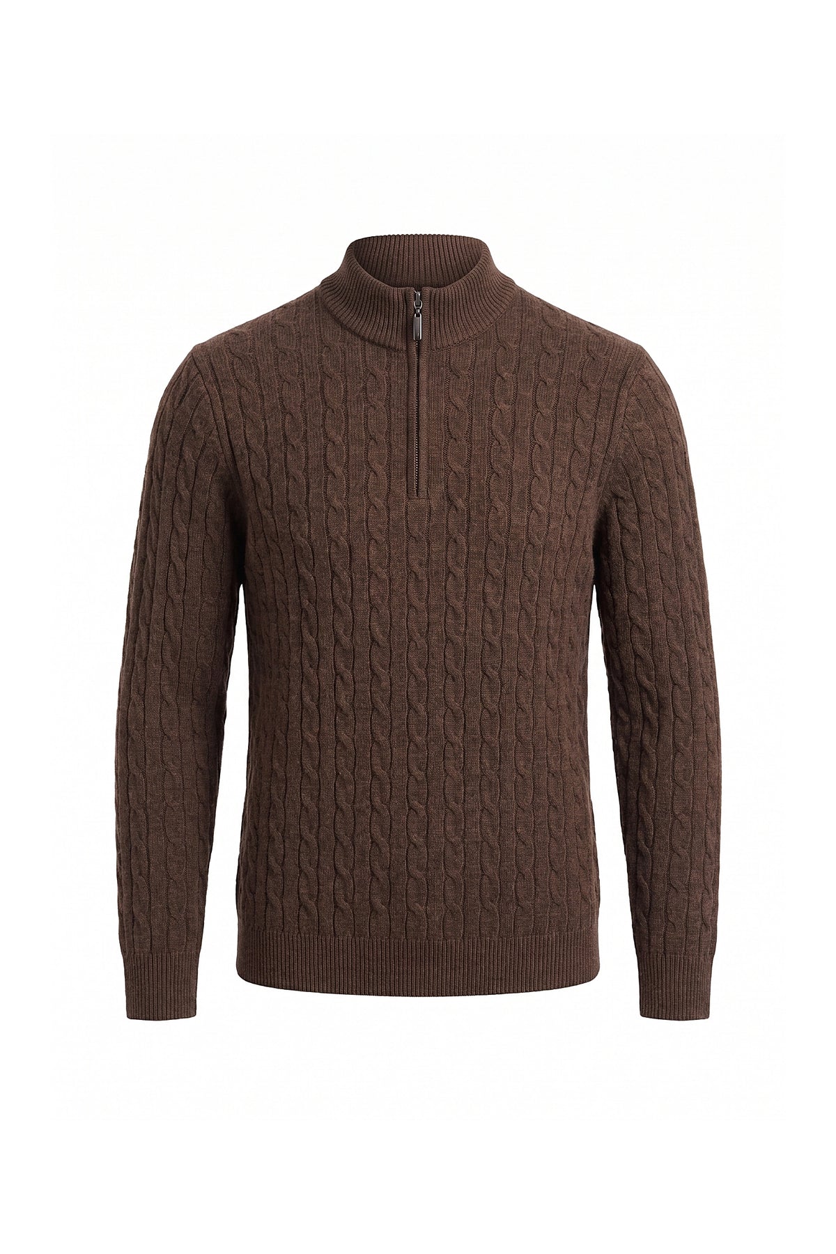 Men’s Winter Warm Quarter Zip Cable Knitted Jumper