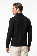 Men’s Winter Warm Quarter Zip Cable Knitted Jumper
