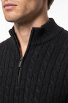 Men’s Winter Warm Quarter Zip Cable Knitted Jumper