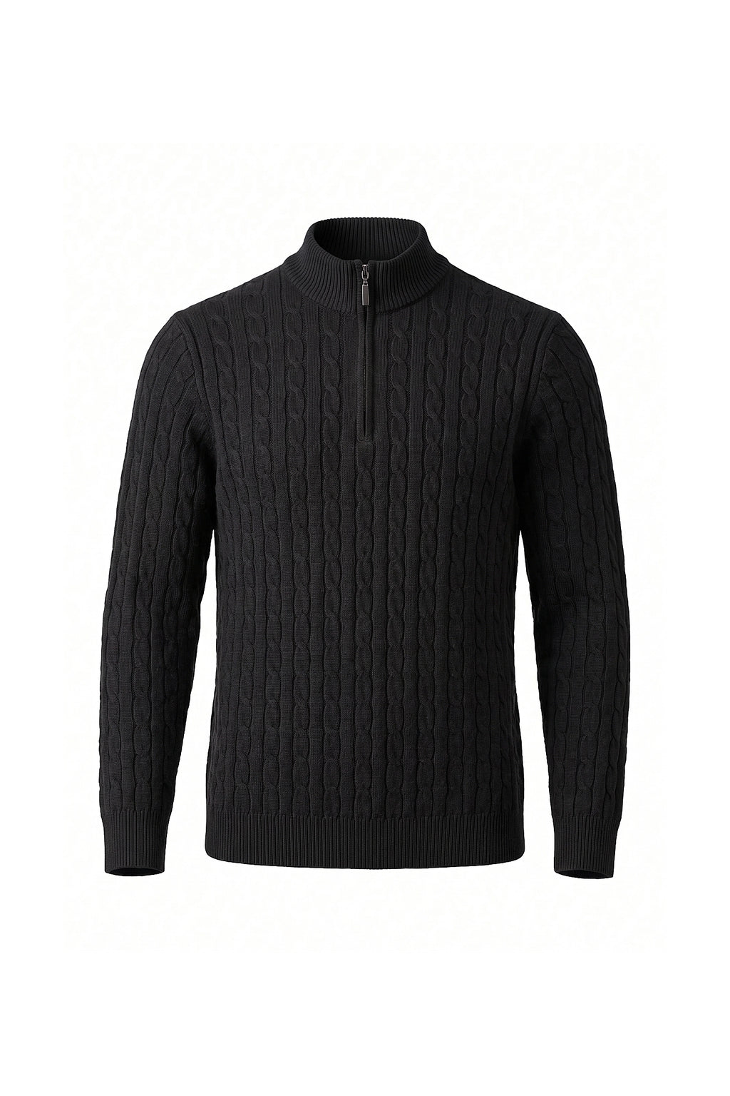 Men’s Winter Warm Quarter Zip Cable Knitted Jumper