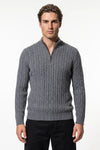 Men’s Winter Warm Quarter Zip Cable Knitted Jumper