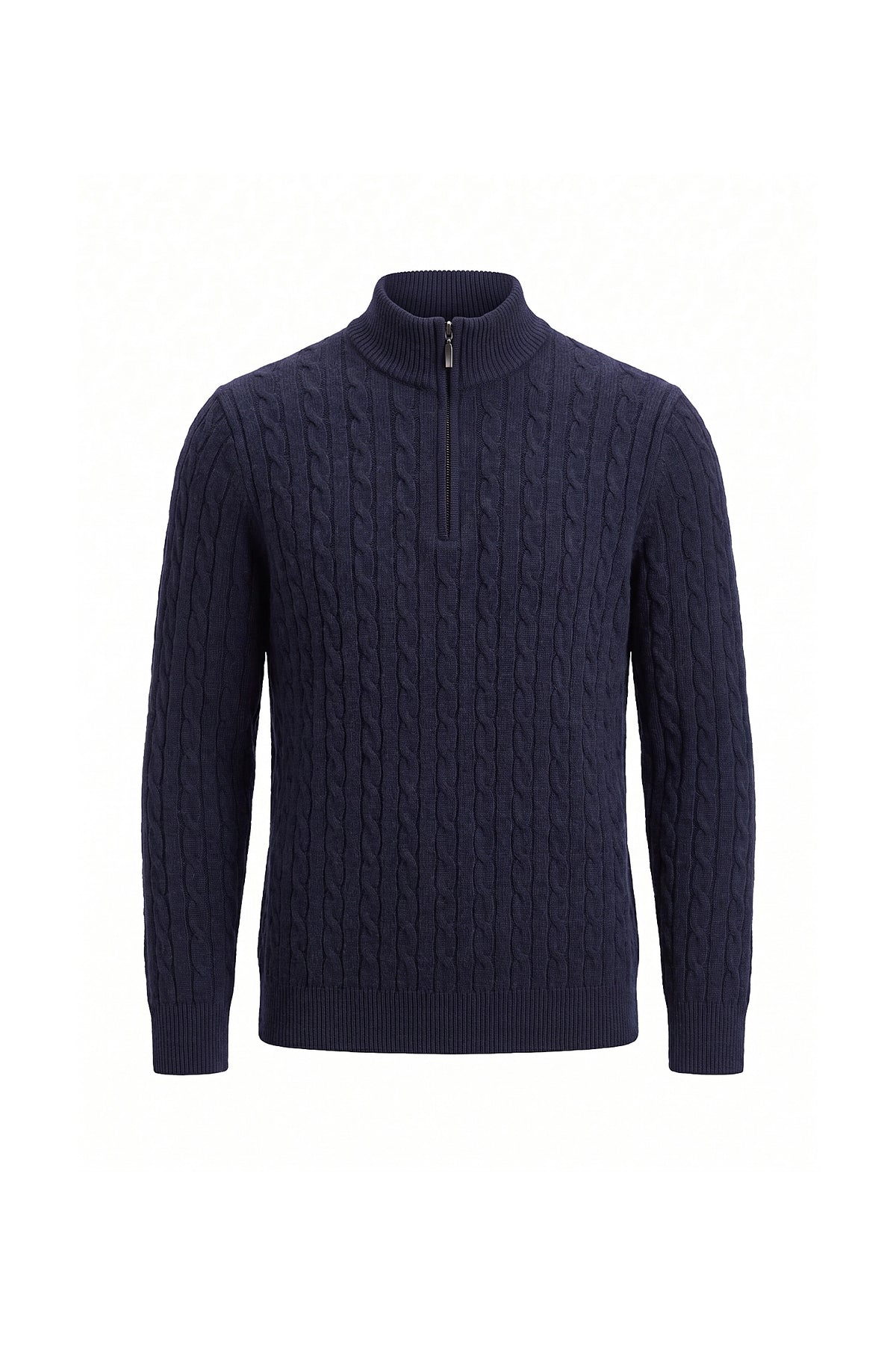 Men’s Winter Warm Quarter Zip Cable Knitted Jumper