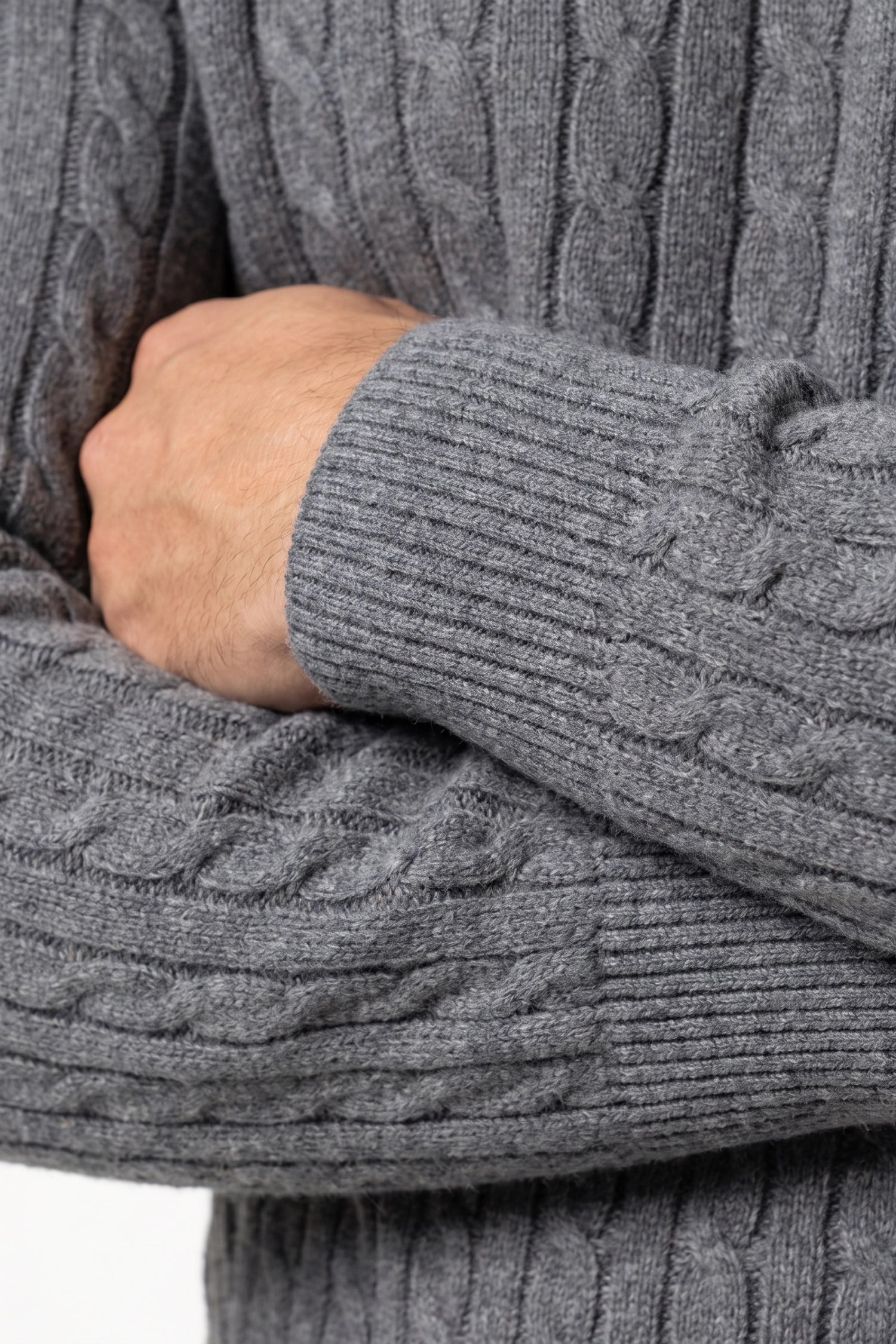 Men’s Winter Warm Quarter Zip Cable Knitted Jumper
