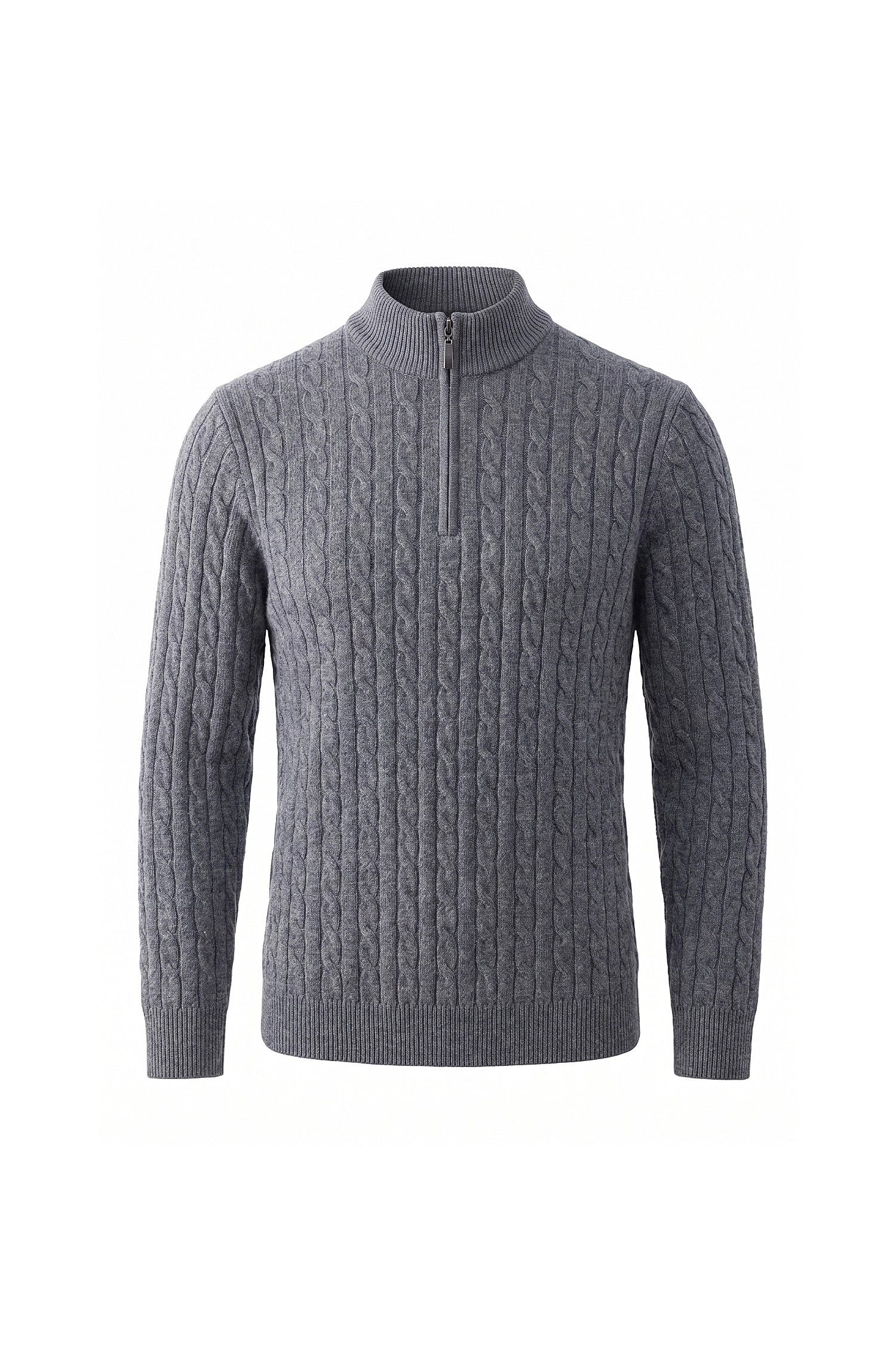 Men’s Winter Warm Quarter Zip Cable Knitted Jumper