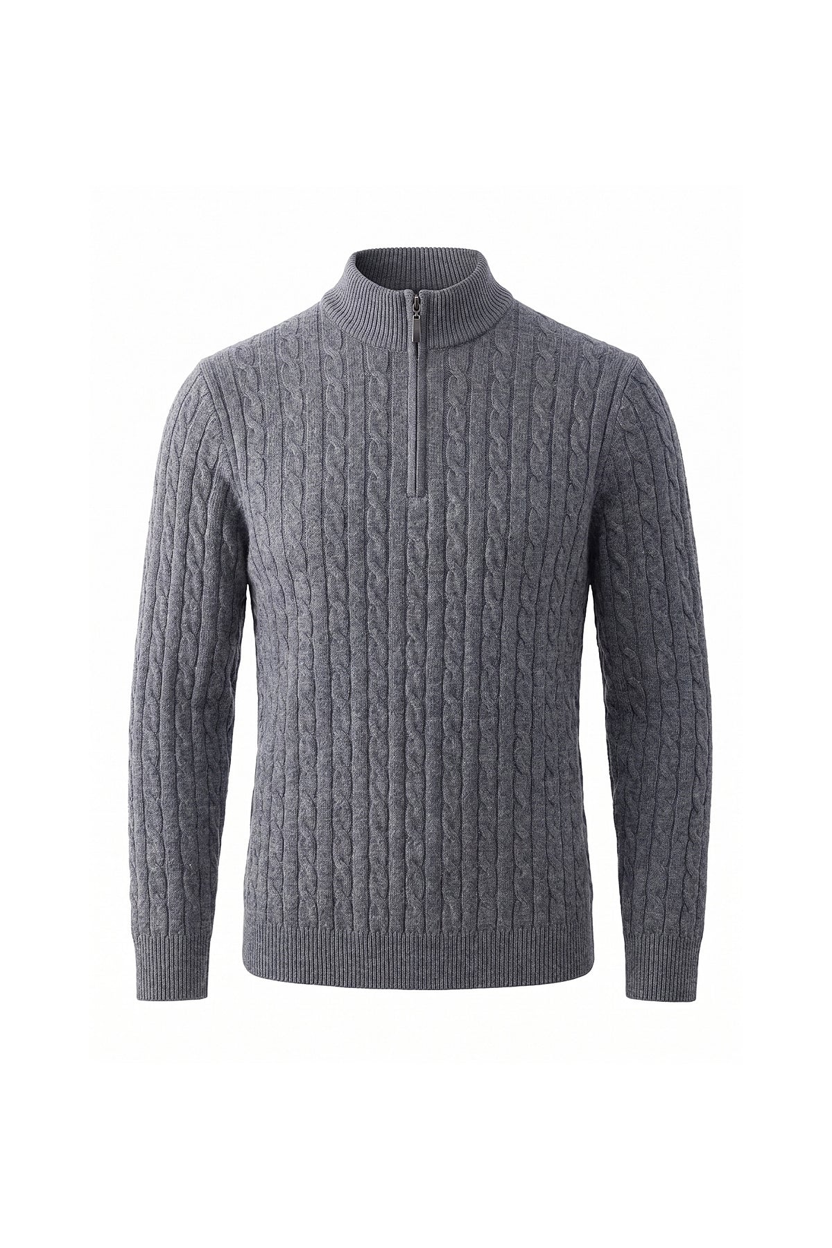 Men’s Winter Warm Quarter Zip Cable Knitted Jumper
