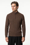 Men’s Winter Warm Quarter Zip Cable Knitted Jumper