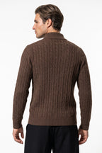 Men’s Winter Warm Quarter Zip Cable Knitted Jumper