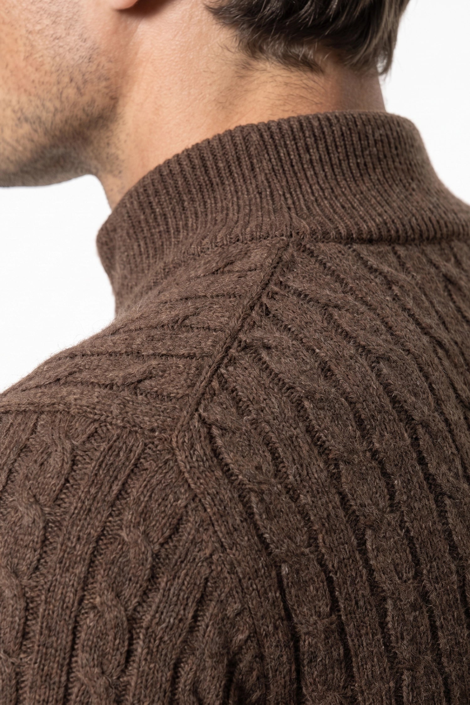 Men’s Winter Warm Quarter Zip Cable Knitted Jumper