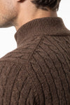Men’s Winter Warm Quarter Zip Cable Knitted Jumper