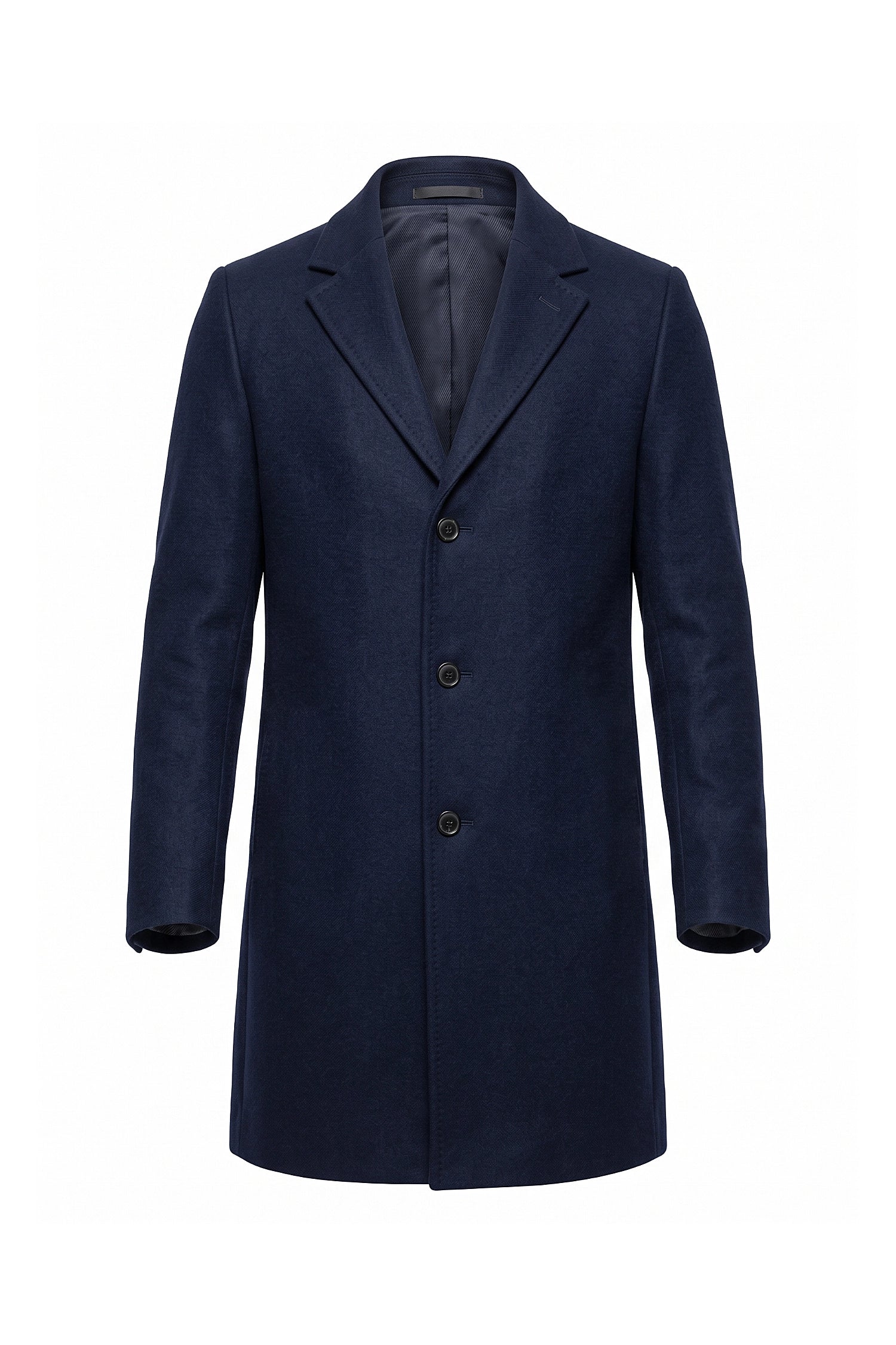 Men’s Winter Warm Longline Overcoat Single Breasted Notched Lapel