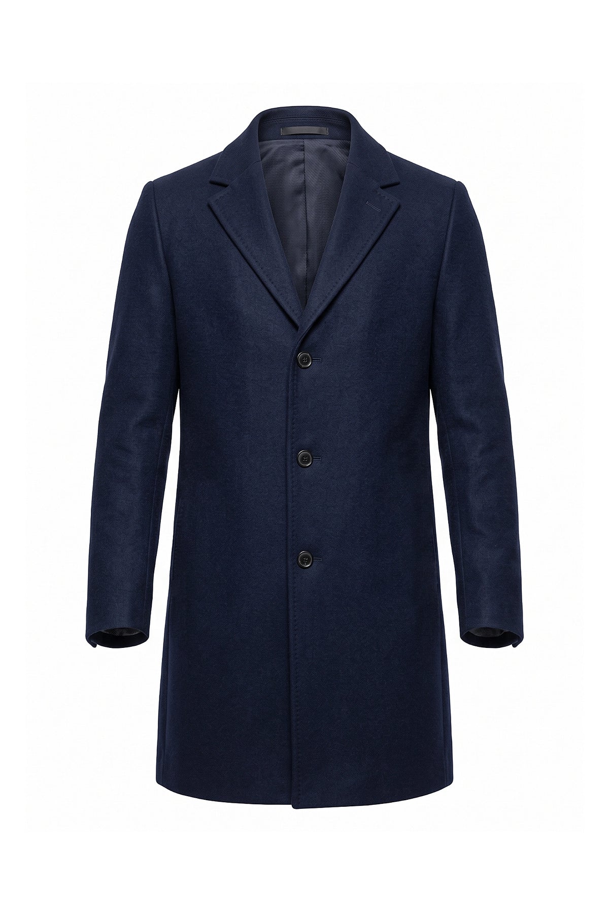 Men’s Winter Warm Longline Overcoat Single Breasted Notched Lapel