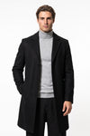 Men’s Winter Warm Longline Overcoat Single Breasted Notched Lapel