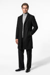 Men’s Winter Warm Longline Overcoat Single Breasted Notched Lapel