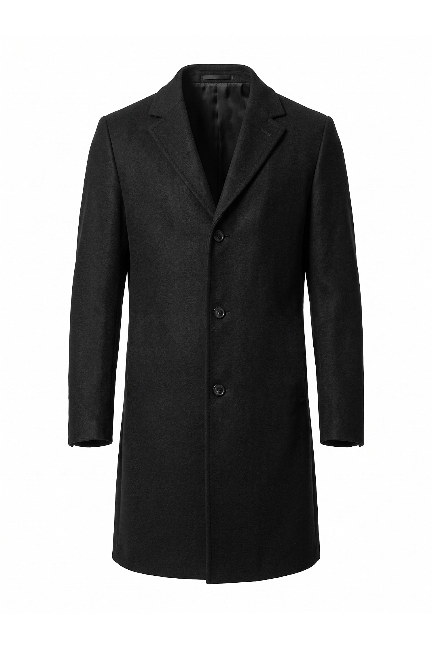 Men’s Winter Warm Longline Overcoat Single Breasted Notched Lapel
