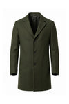 Men’s Winter Warm Longline Overcoat Single Breasted Notched Lapel