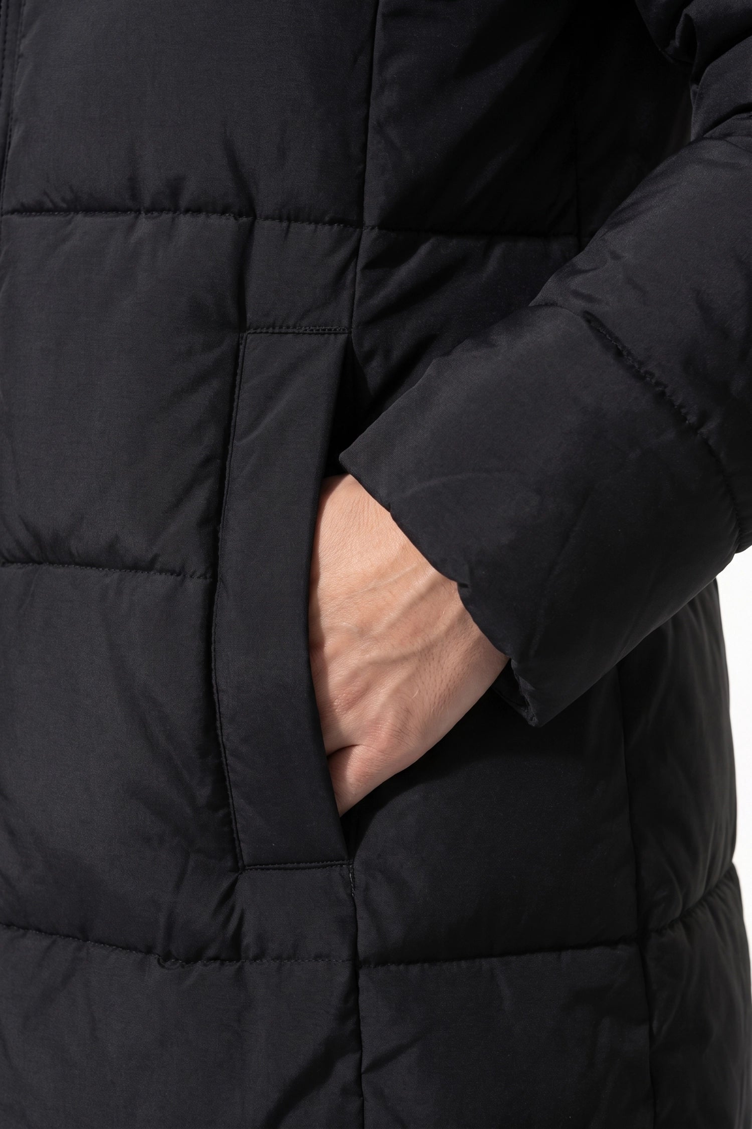 Women’s Winter Warm Longline Hooded Puffer Coat with High Collar