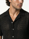 Caurelle | Men’s Jacquard Knit Cuban Collar Polo Shirt