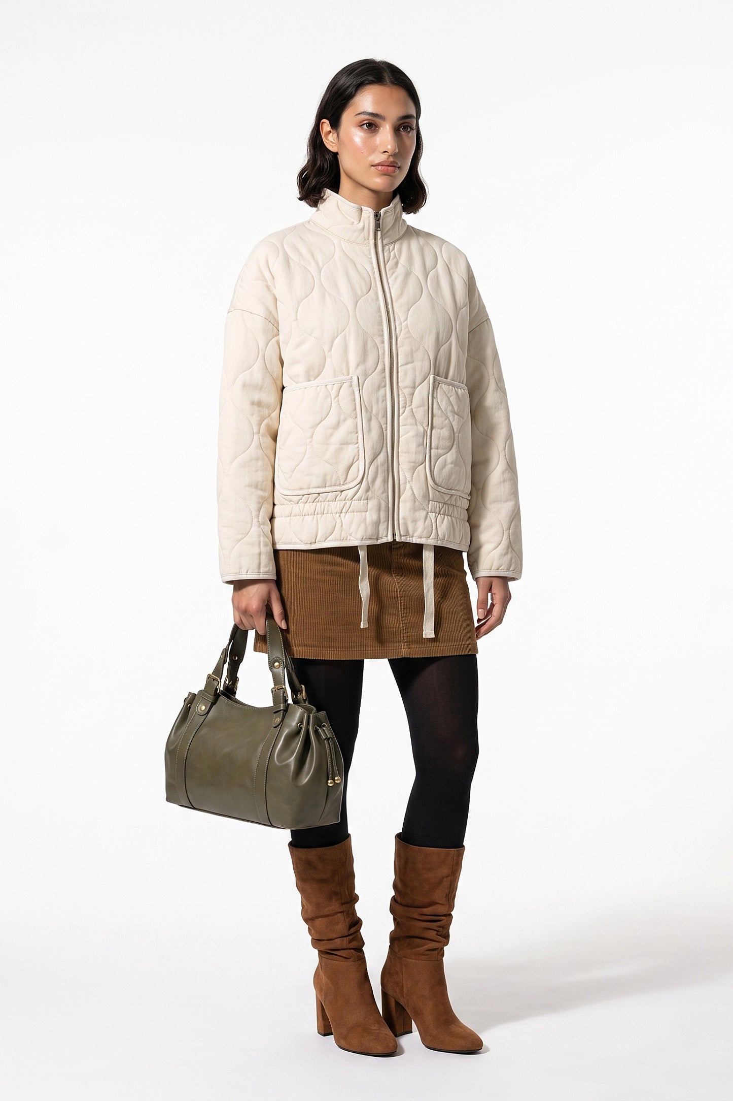 Women’s Winter Warm High Collar Quilted Jacket with Relaxed Fit