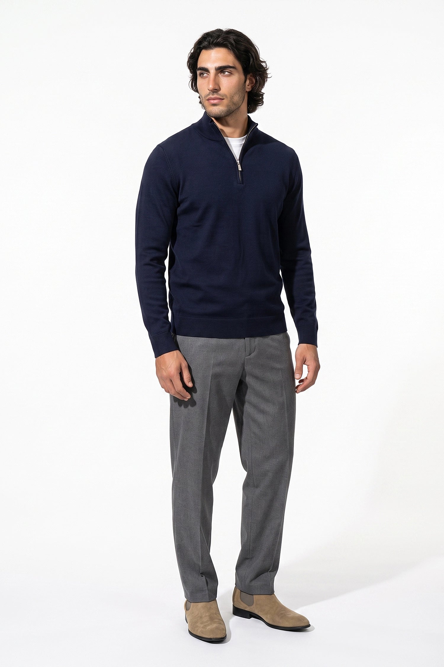 Men's Winter Lightweight Knit Quarter Zip Jumper