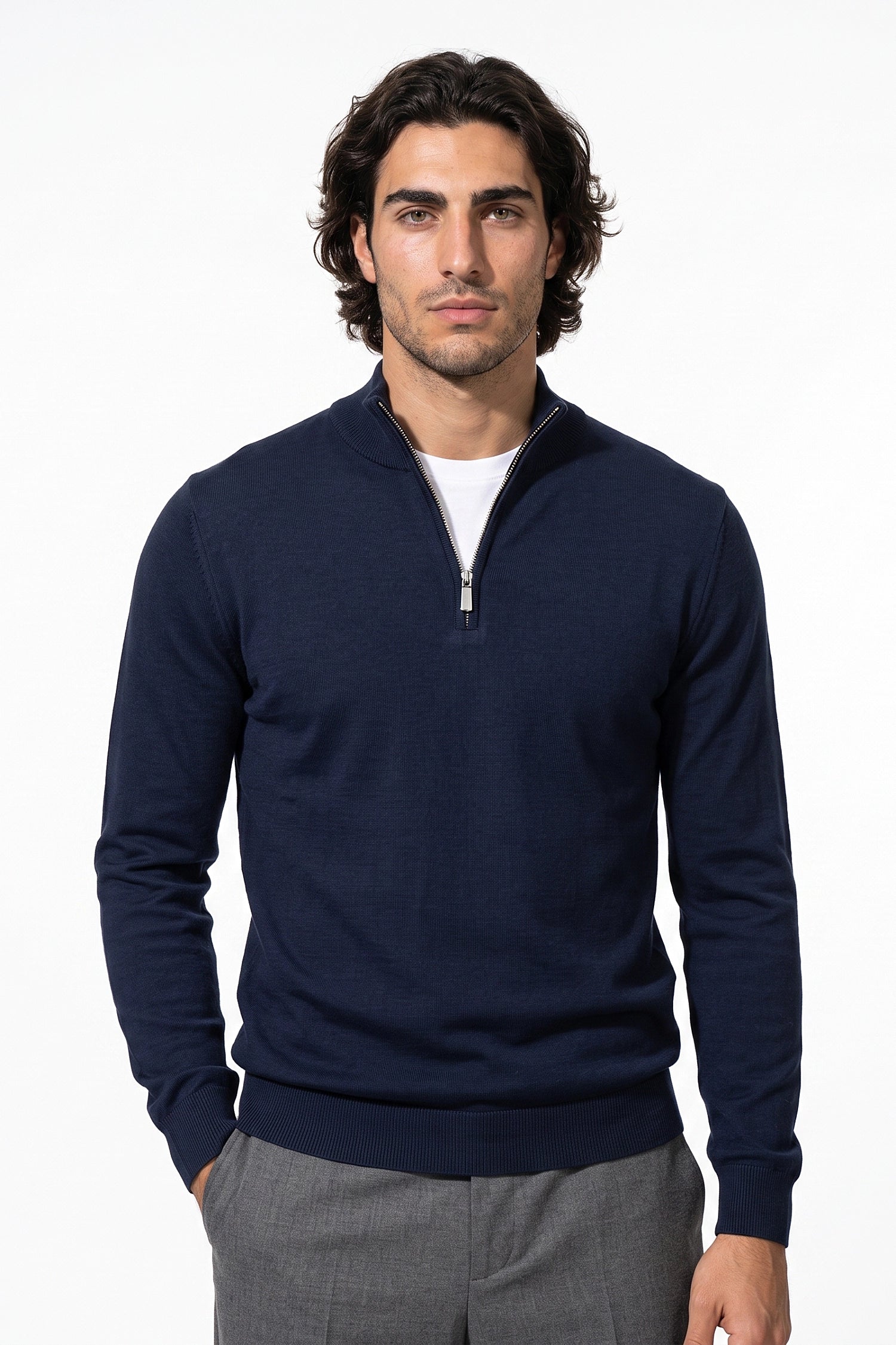 Men's Winter Lightweight Knit Quarter Zip Jumper