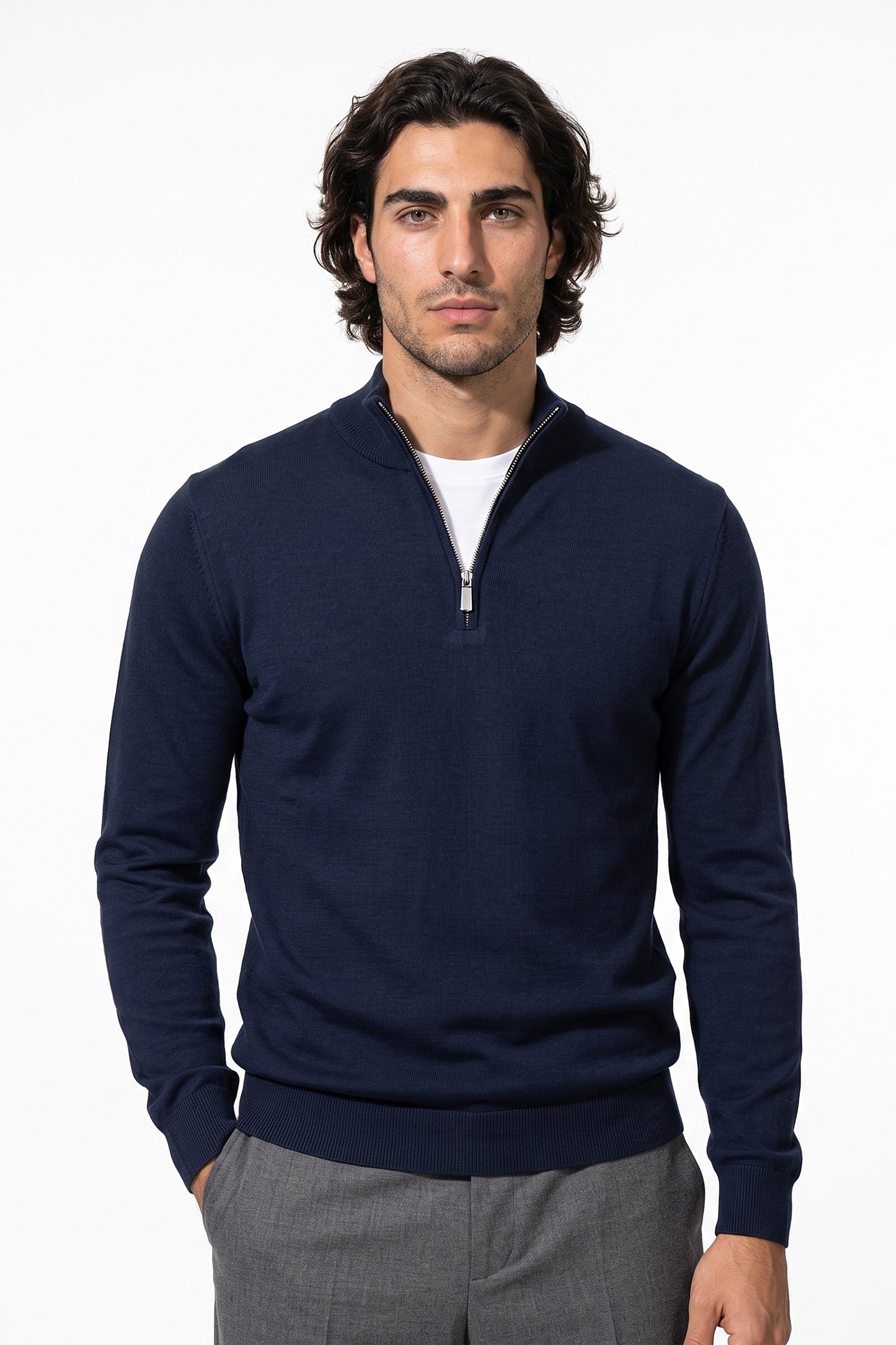 Men's Winter Lightweight Knit Quarter Zip Jumper
