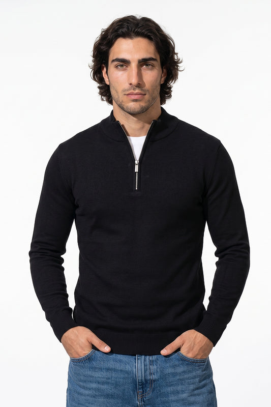 Men's Winter Lightweight Knit Quarter Zip Jumper