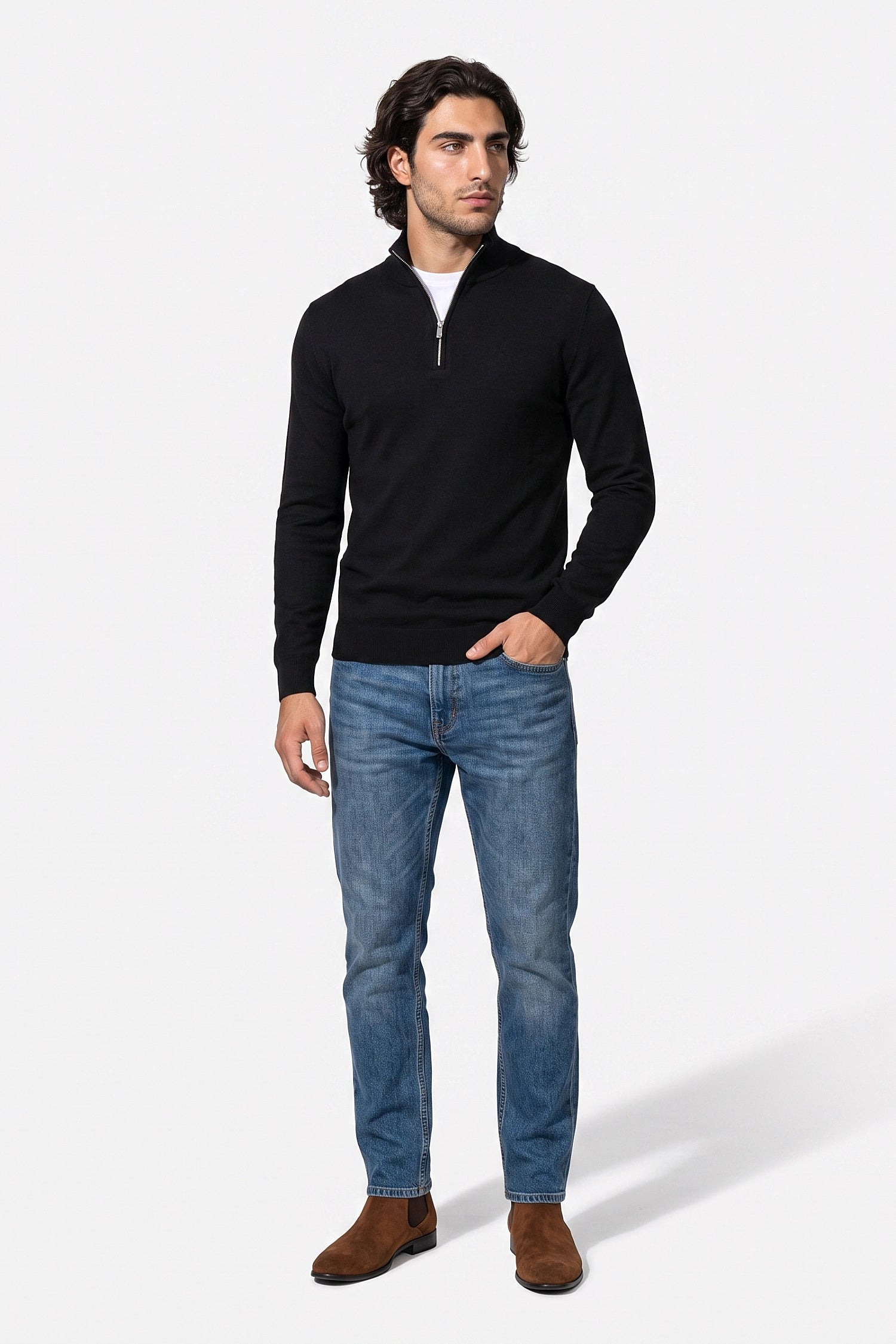 Men's Winter Lightweight Knit Quarter Zip Jumper