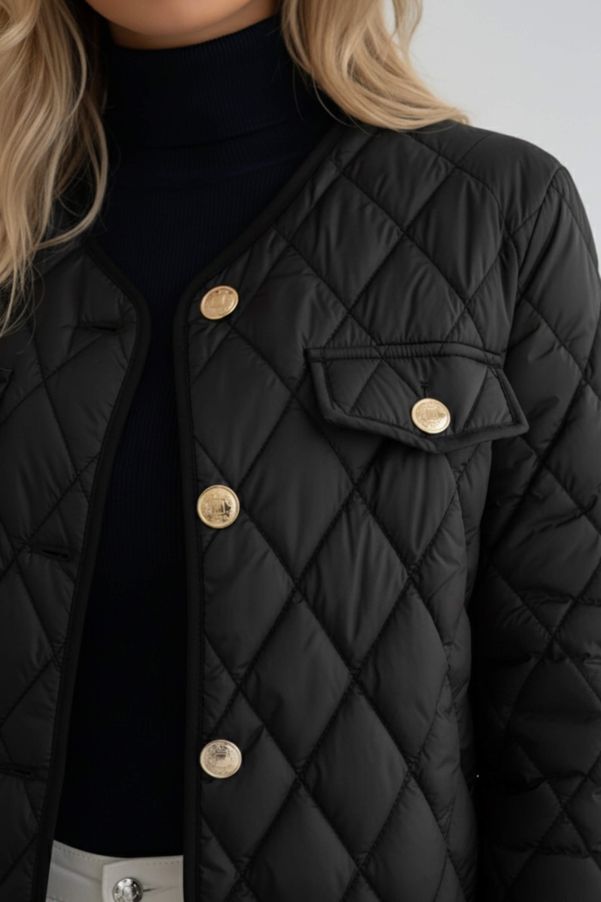 Caurelle | Women’s Collarless Quilted Padded Jacket | Autumn Winter